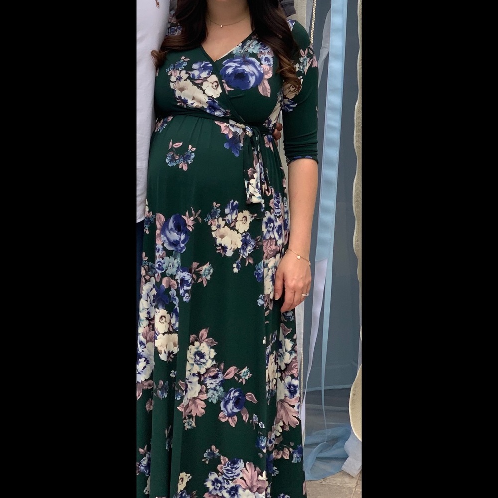 Green Pink Blush Maternity Dress